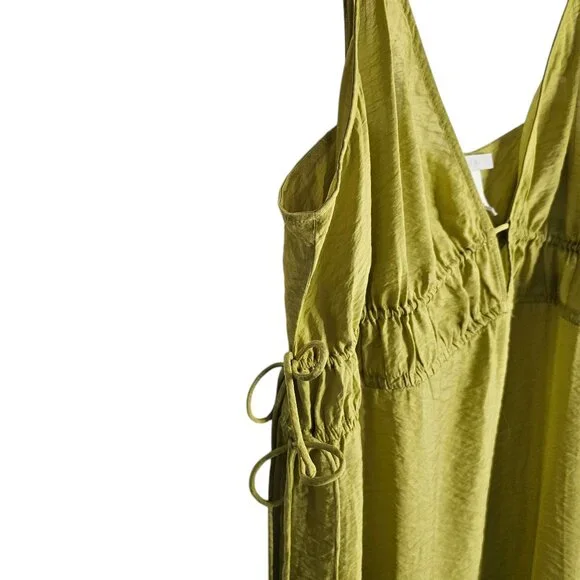 H&M Women's Medium Delicate Bright Lime Green Relaxed Beachy Midi Slip Dress - Picture 4 of 5